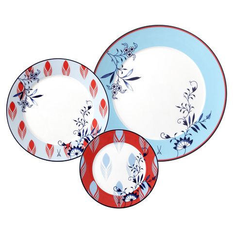 set 3 plates Bloomy Feathers